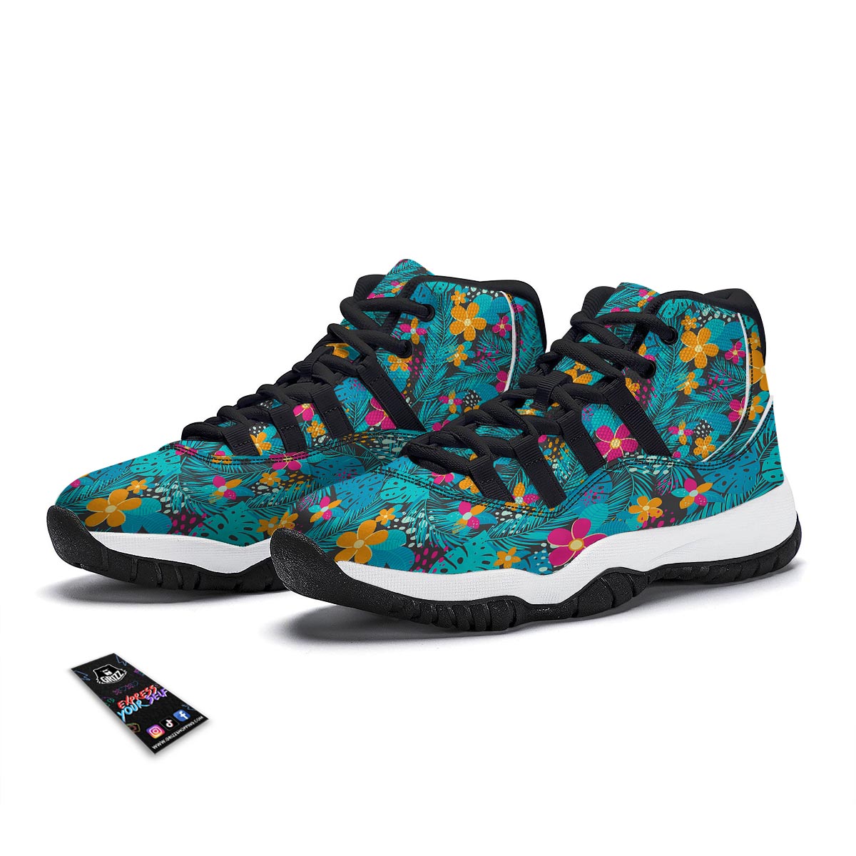 Colorful Retro Aliens Face Print Pattern Black Bball Shoes-grizzshop