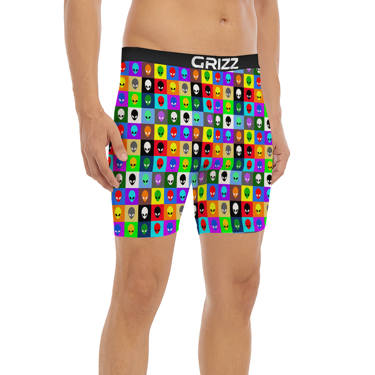 Colorful Retro Aliens Face Print Pattern Boxer Briefs-grizzshop