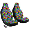 Colorful Retro Aliens Face Print Pattern Car Seat Covers-grizzshop