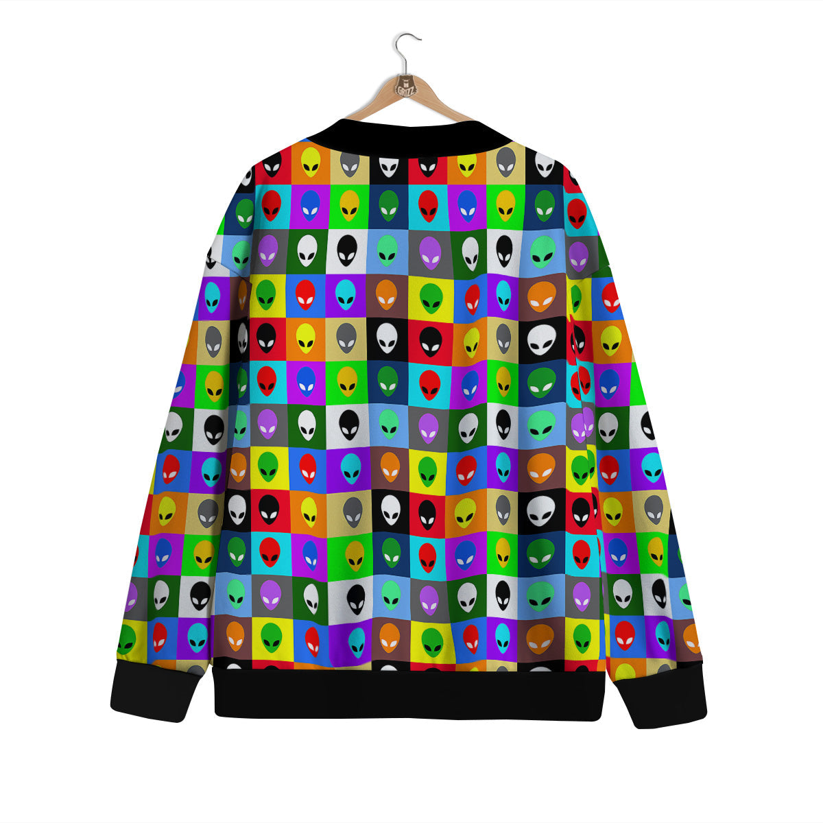 Colorful Retro Aliens Face Print Pattern Cardigan-grizzshop