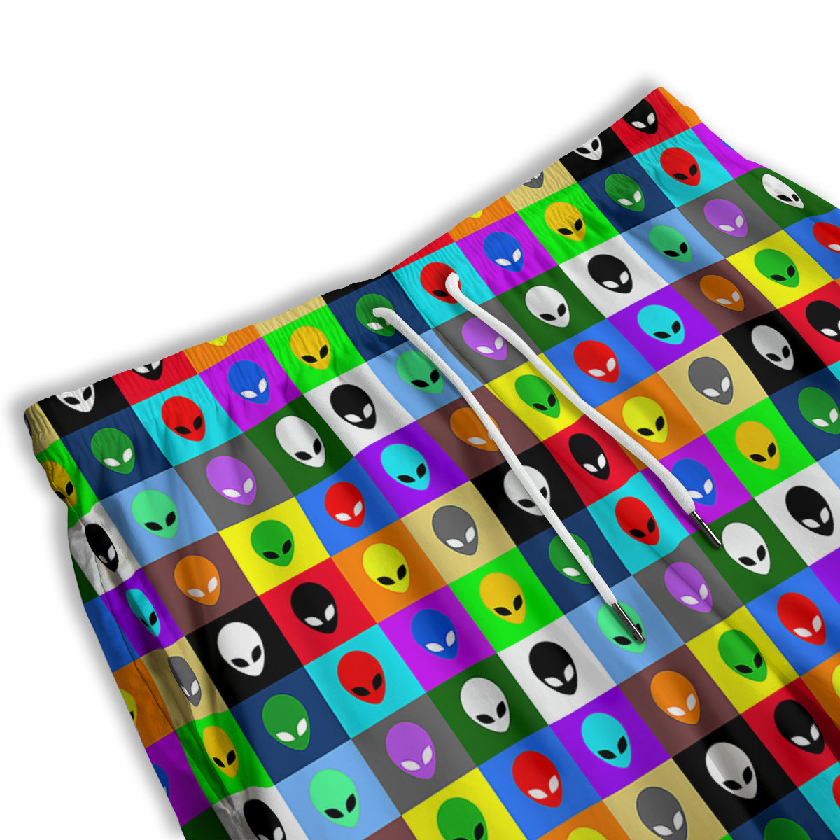 Colorful Retro Aliens Face Print Pattern Men's Athletic Shorts