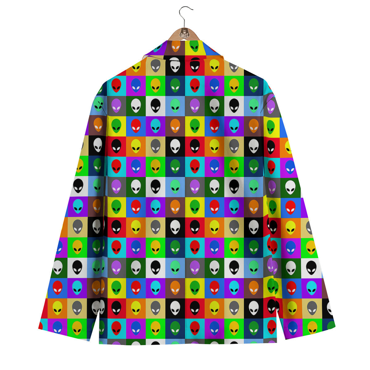 Colorful Retro Aliens Face Print Pattern Men's Blazer-grizzshop
