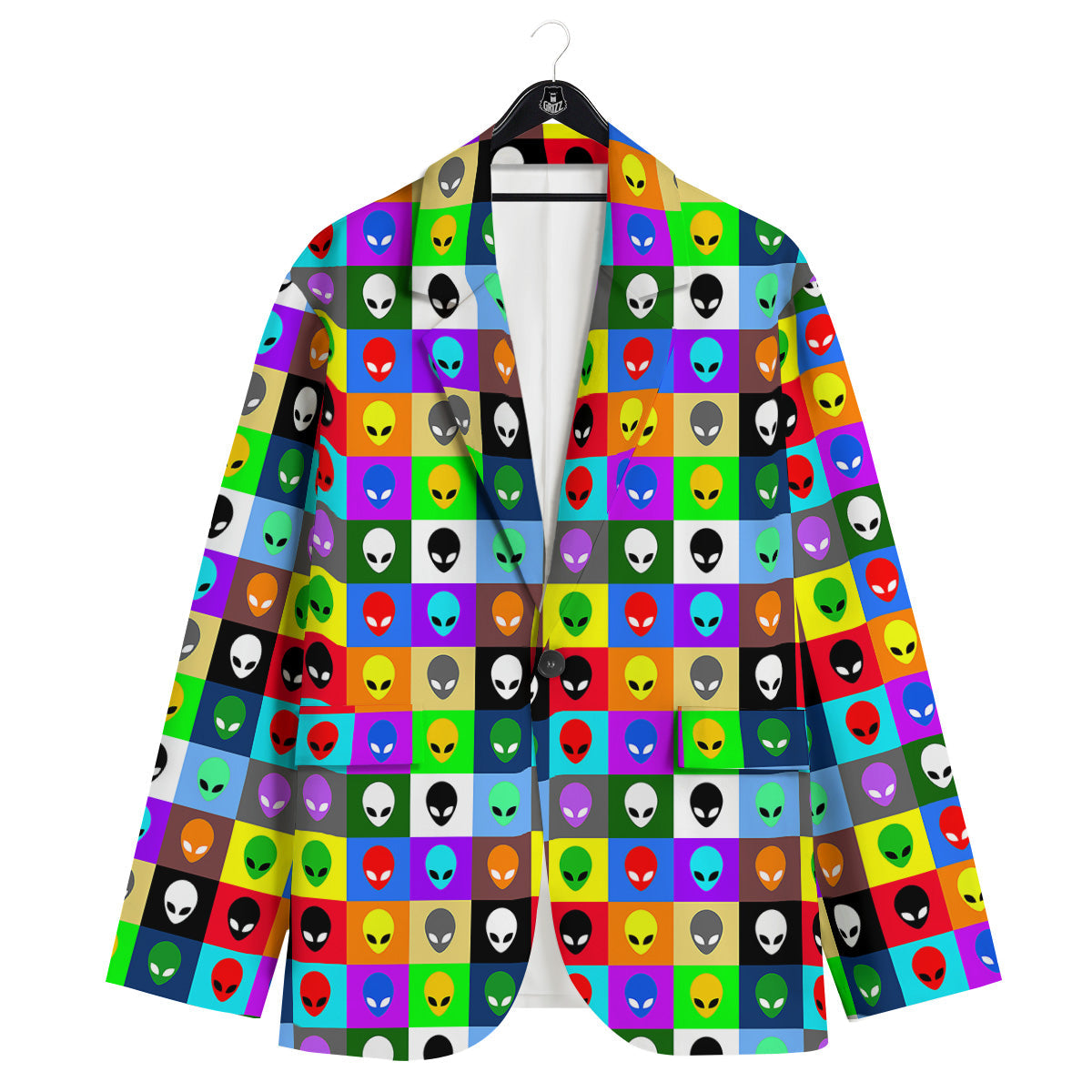 Colorful Retro Aliens Face Print Pattern Men's Sport Coat-grizzshop