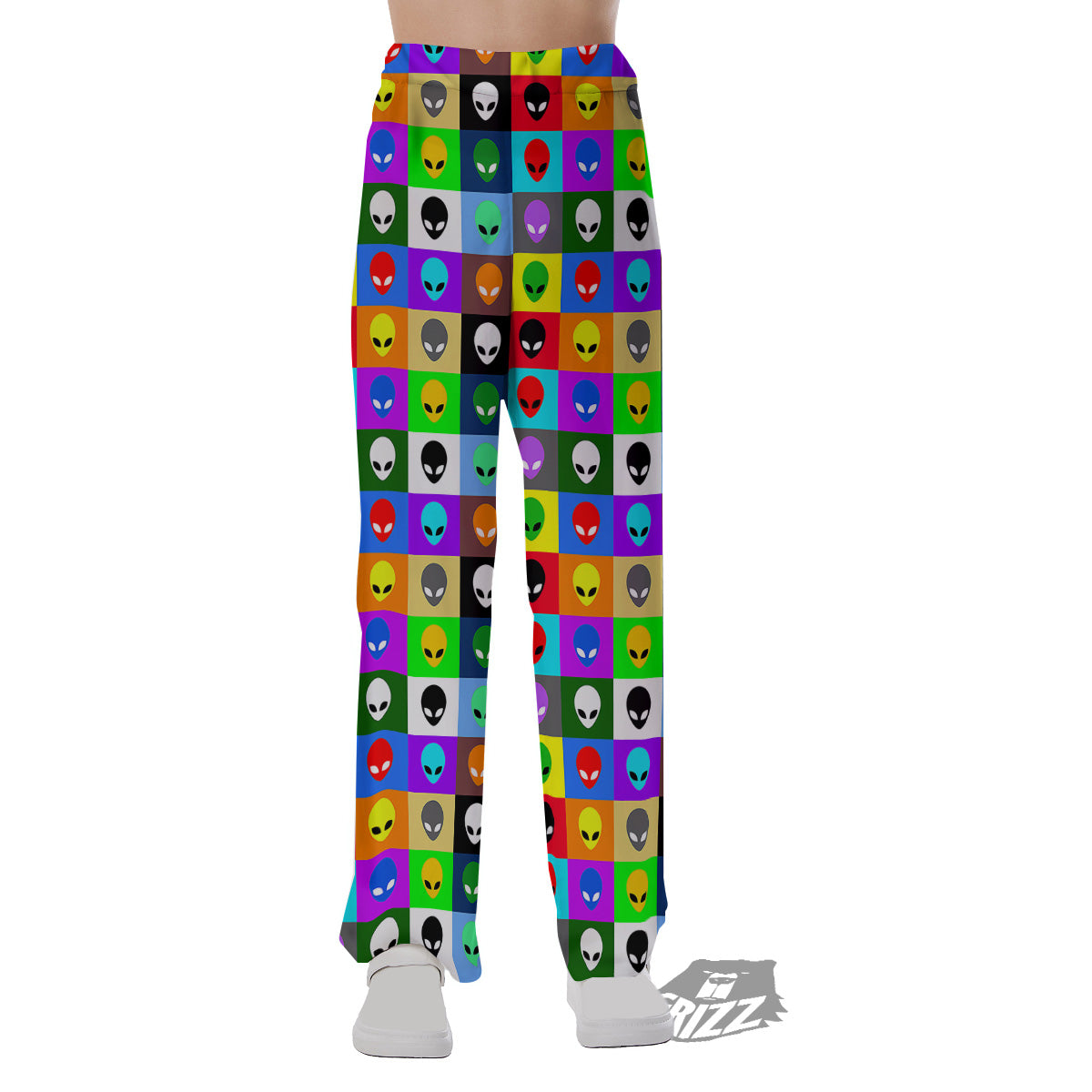 Colorful Retro Aliens Face Print Pattern Pajama Pants-grizzshop