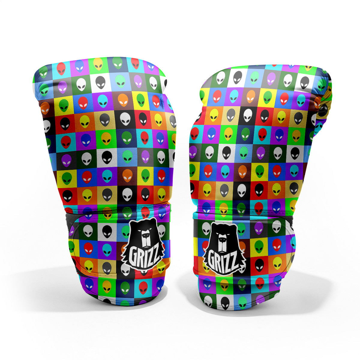 Colorful Retro Aliens Face Print Pattern Pro Boxing Glove