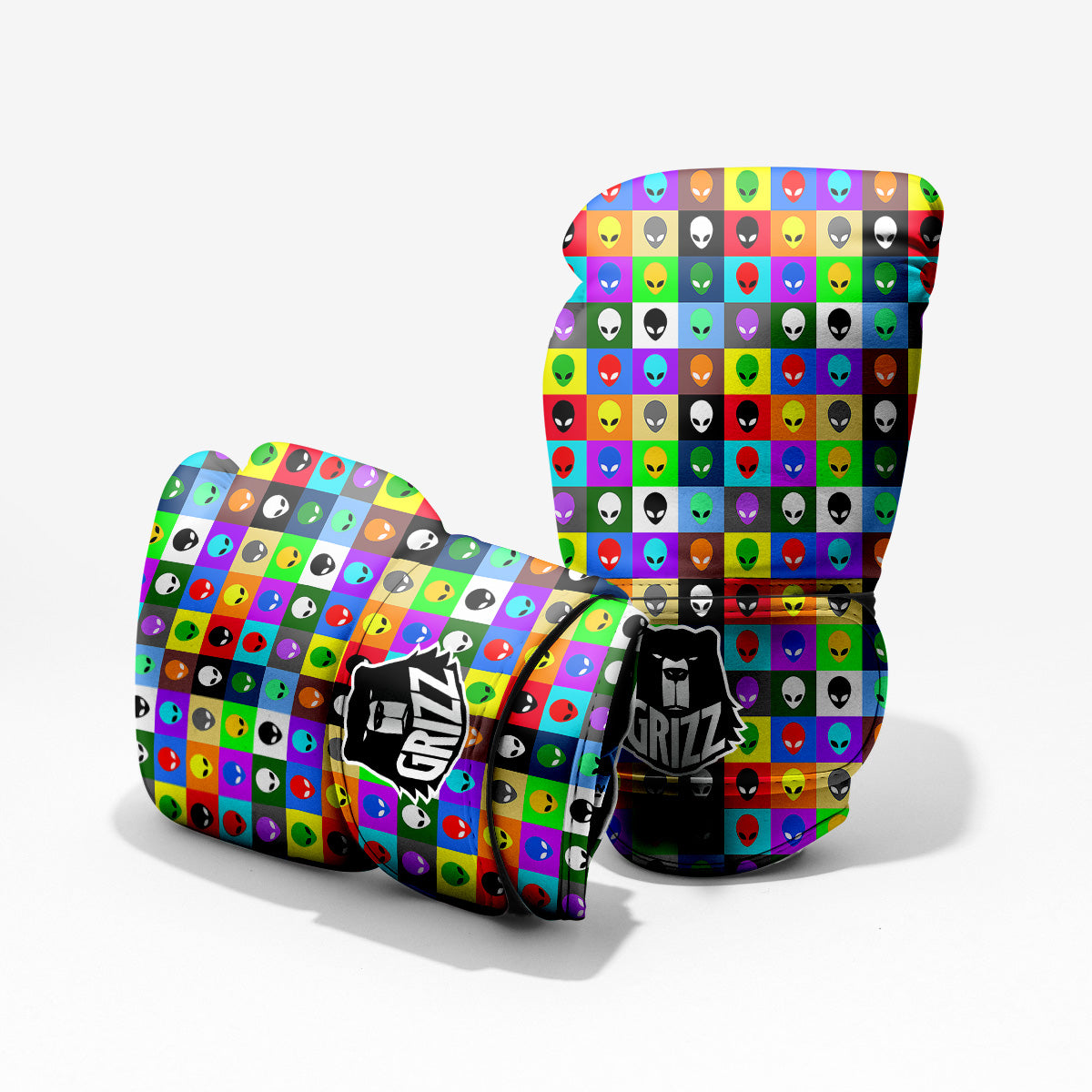 Colorful Retro Aliens Face Print Pattern Pro Boxing Glove