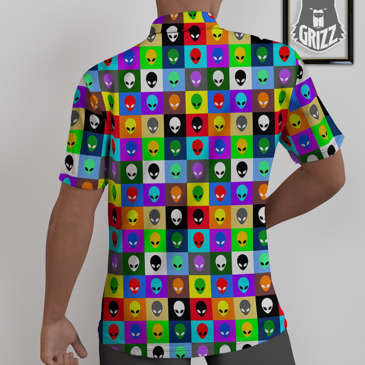Colorful Retro Aliens Face Print Pattern Untucked Shirts-grizzshop