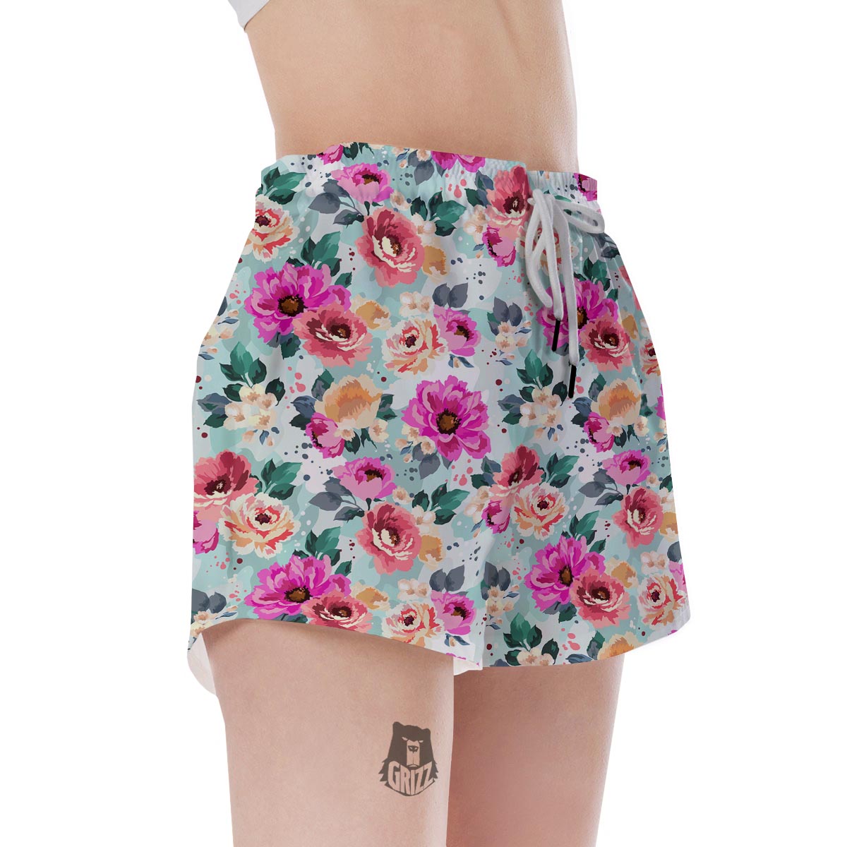 Colorful Rose Floral Women's Shorts-grizzshop