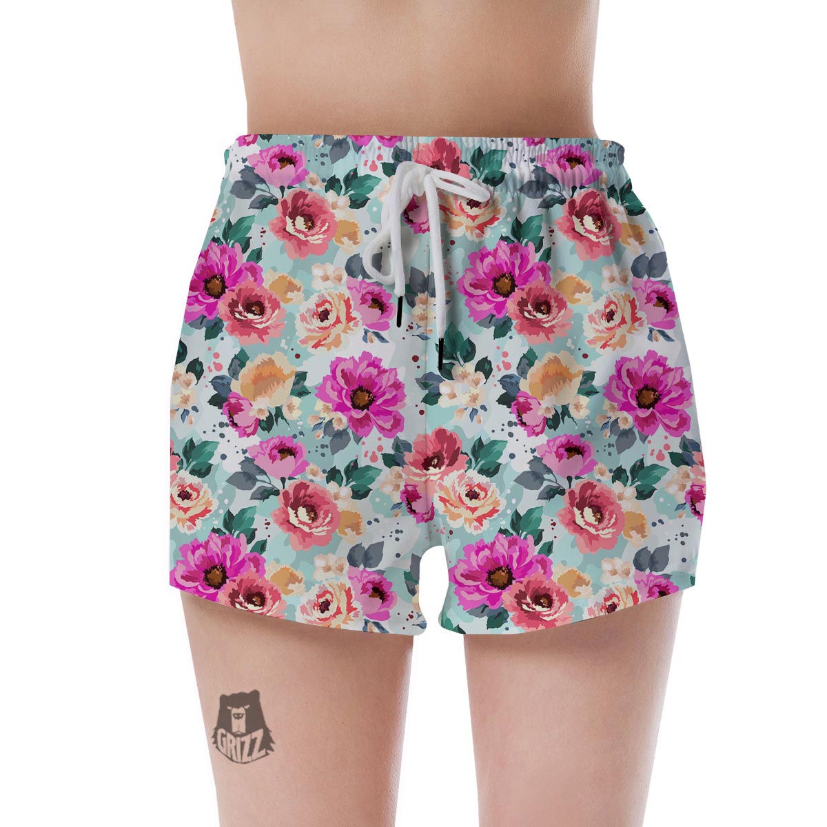 Colorful Rose Floral Women's Shorts-grizzshop
