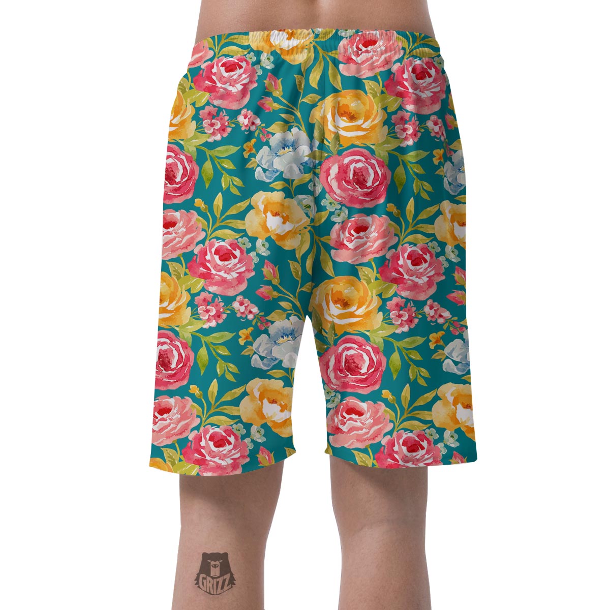 Colorful Rose Flower Men's Shorts-grizzshop