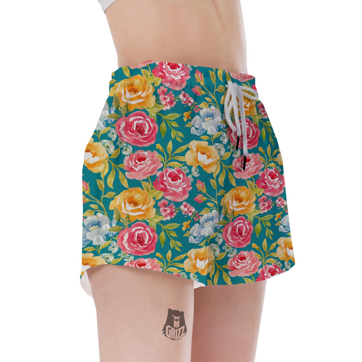 Colorful Rose Flower Women's Shorts-grizzshop