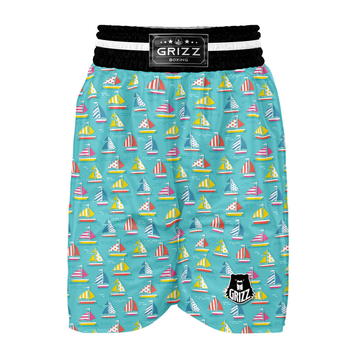 Colorful Sailing Boat Print Pattern Boxing Shorts-grizzshop