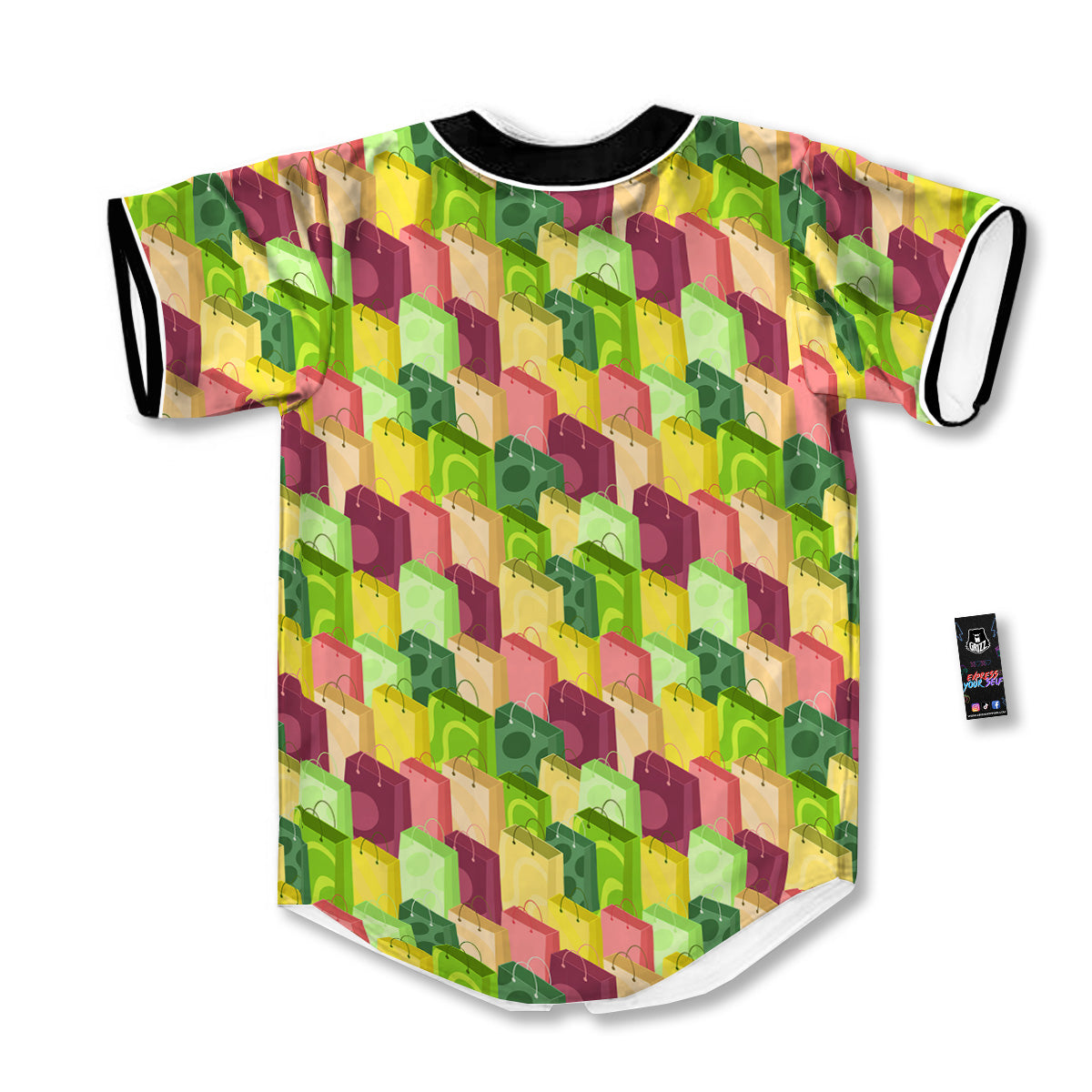 Colorful Shopping Bags Print Pattern Baseball Jersey-grizzshop