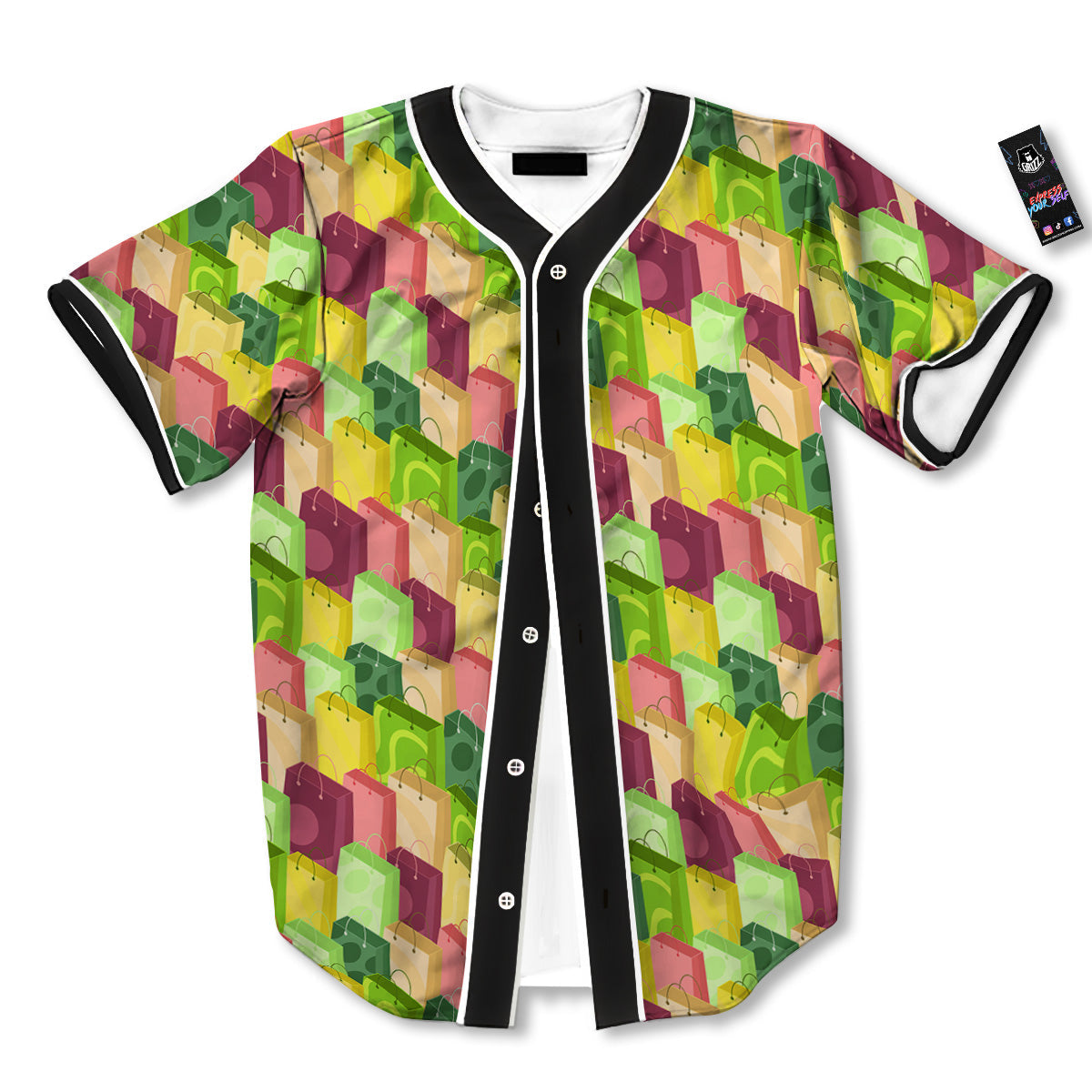 Colorful Shopping Bags Print Pattern Baseball Jersey-grizzshop