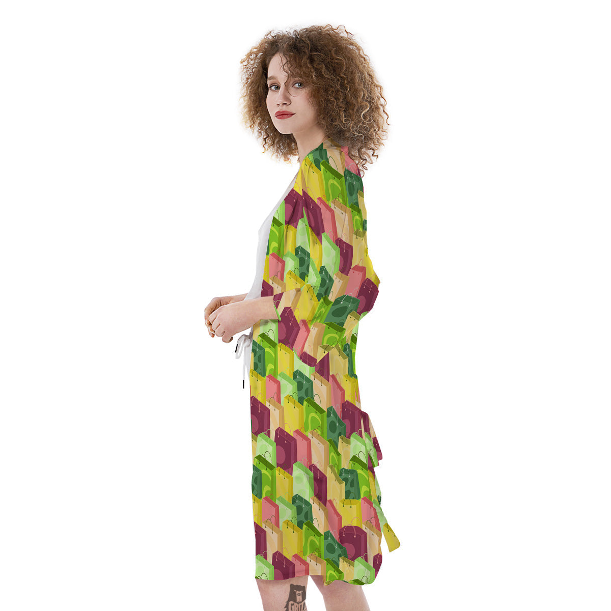 Colorful Shopping Bags Print Pattern Kimono-grizzshop