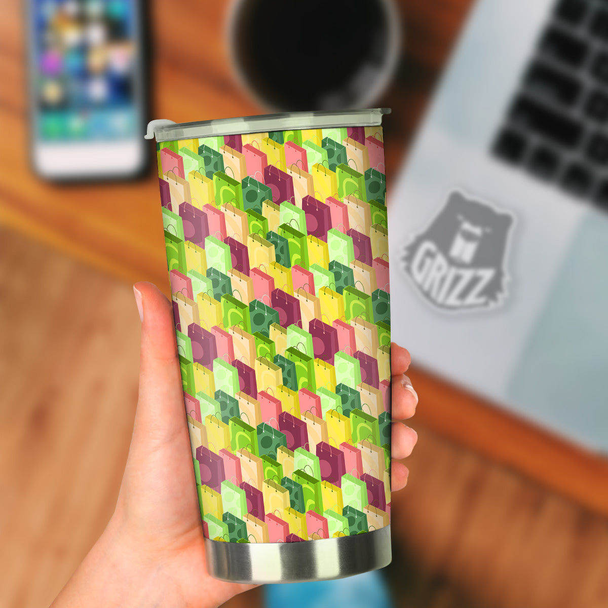 Colorful Shopping Bags Print Pattern Tumbler-grizzshop
