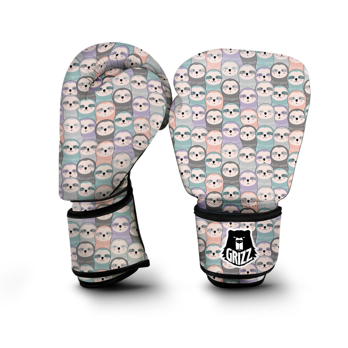 Colorful Sloth Pattern Print Boxing Gloves-grizzshop