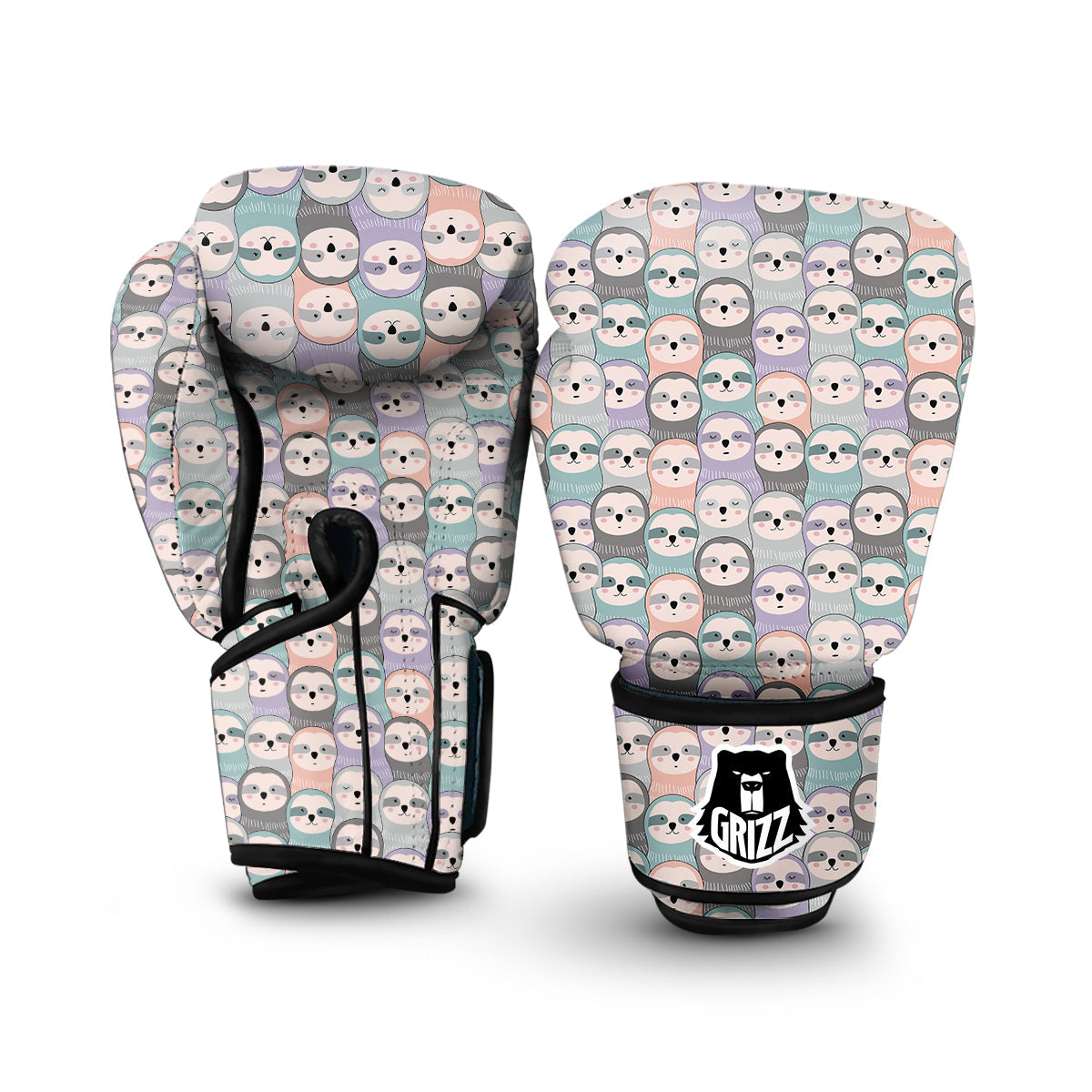 Colorful Sloth Pattern Print Boxing Gloves-grizzshop