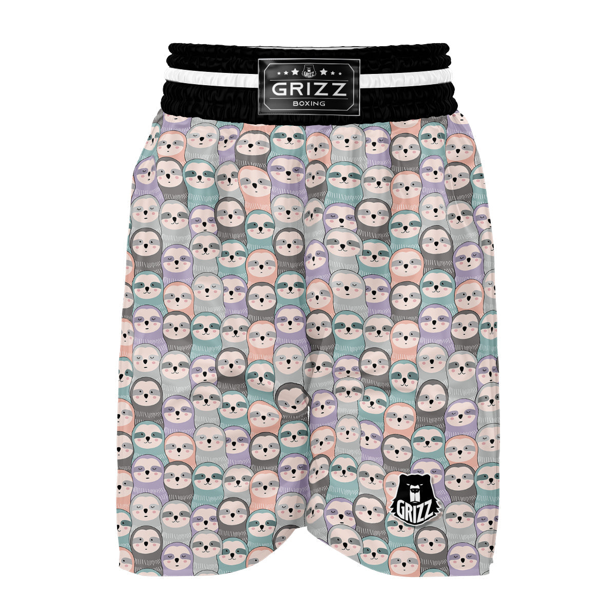 Colorful Sloth Pattern Print Boxing Shorts-grizzshop