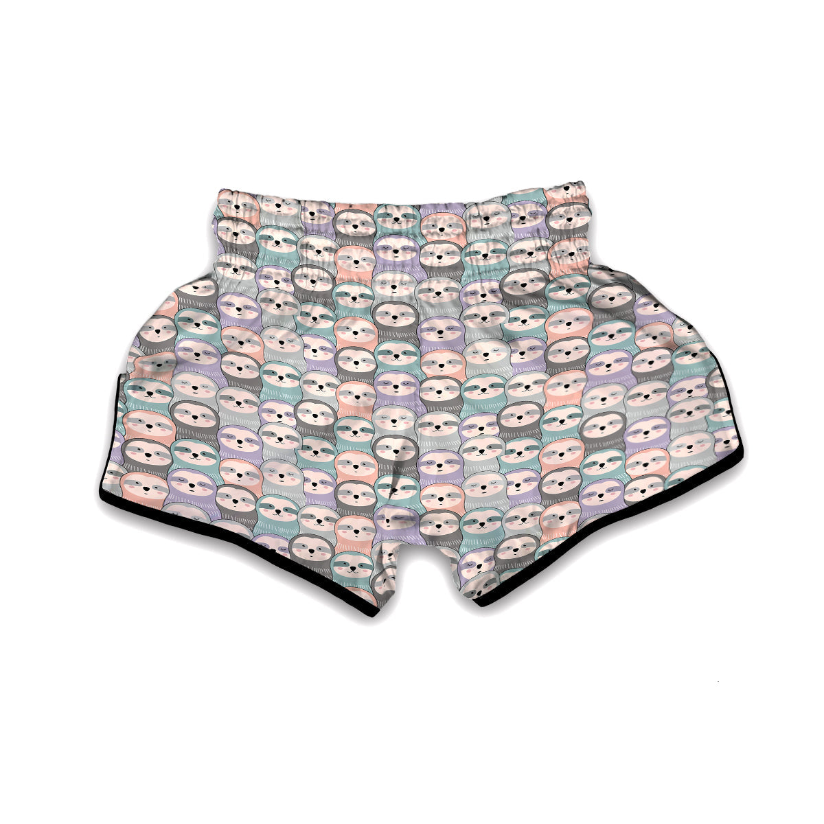 Colorful Sloth Pattern Print Muay Thai Boxing Shorts-grizzshop