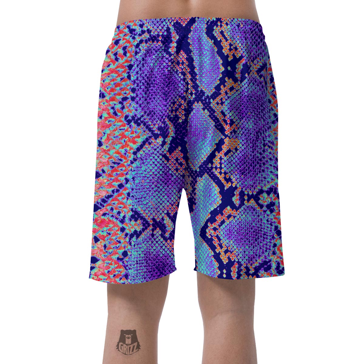 Colorful Snakeskin Print Men's Shorts-grizzshop