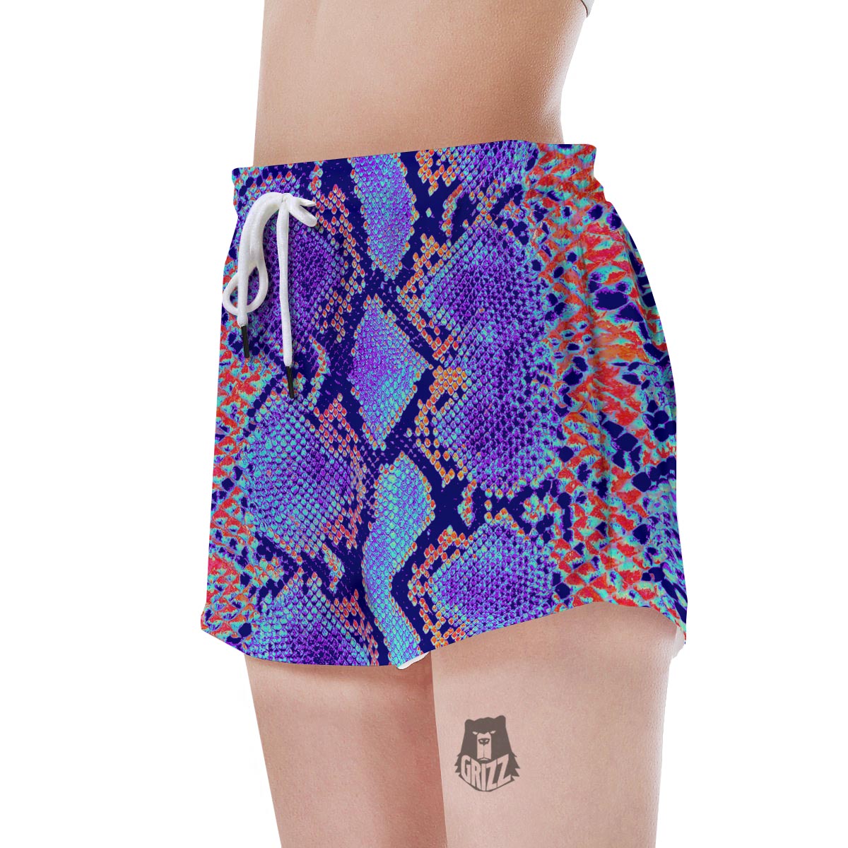 Colorful Snakeskin Print Women's Shorts-grizzshop