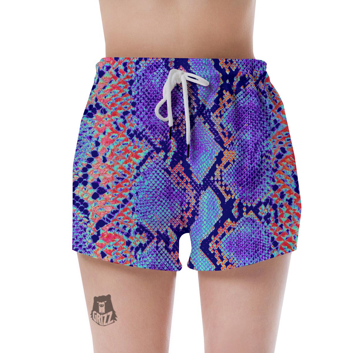 Colorful Snakeskin Print Women's Shorts-grizzshop