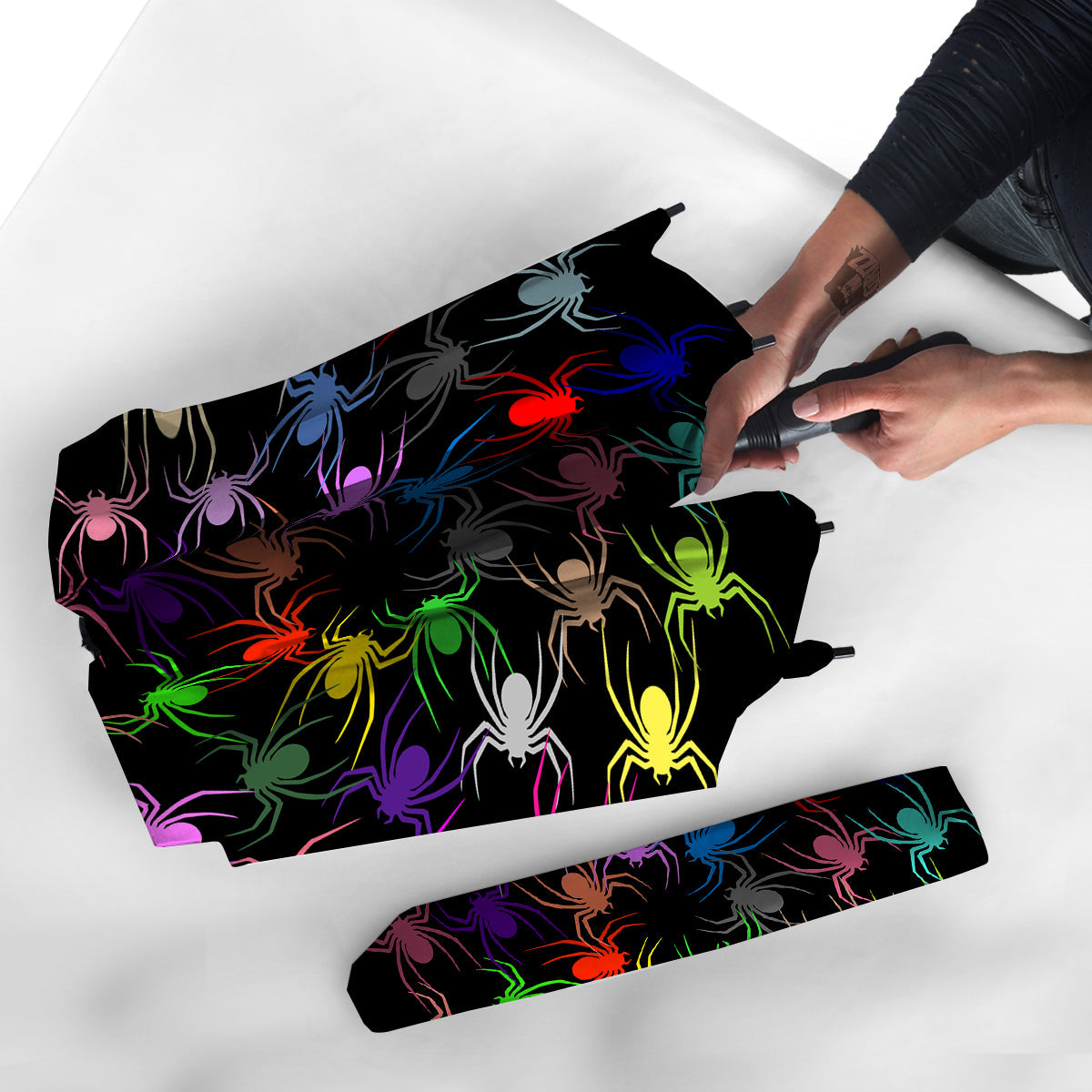 Colorful Spider And Spiral Web Print Umbrella-grizzshop