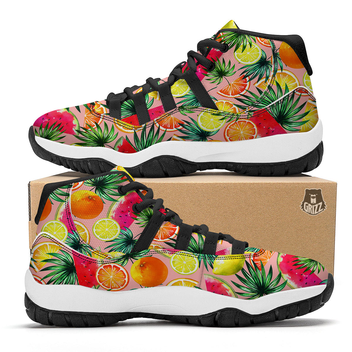Colorful Tie Dye Wavy Hippie Print Black Bball Shoes-grizzshop