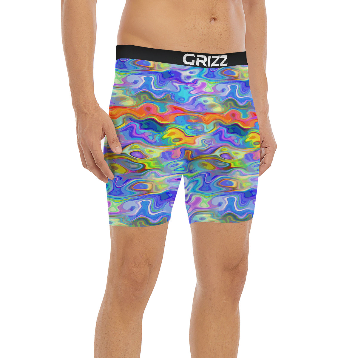 Colorful Tie Dye Wavy Hippie Print Boxer Briefs-grizzshop