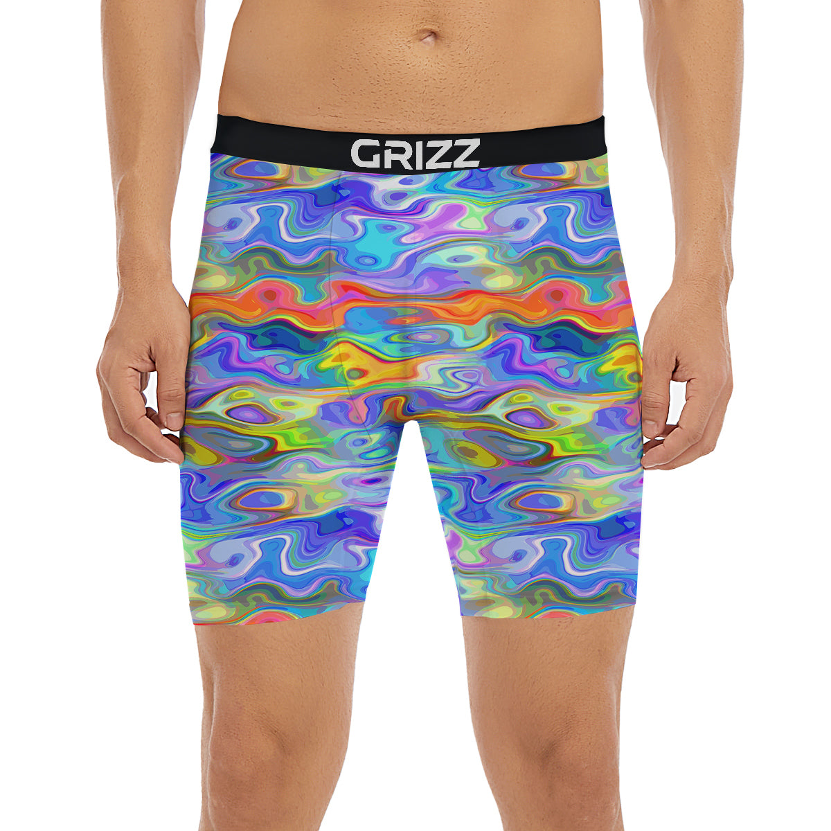 Colorful Tie Dye Wavy Hippie Print Boxer Briefs-grizzshop