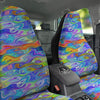 Colorful Tie Dye Wavy Hippie Print Car Seat Covers-grizzshop