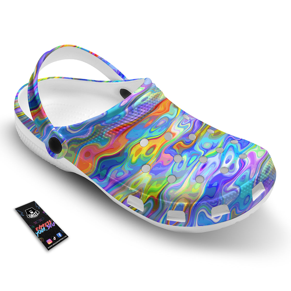 Colorful Tie Dye Wavy Hippie Print Clog-grizzshop