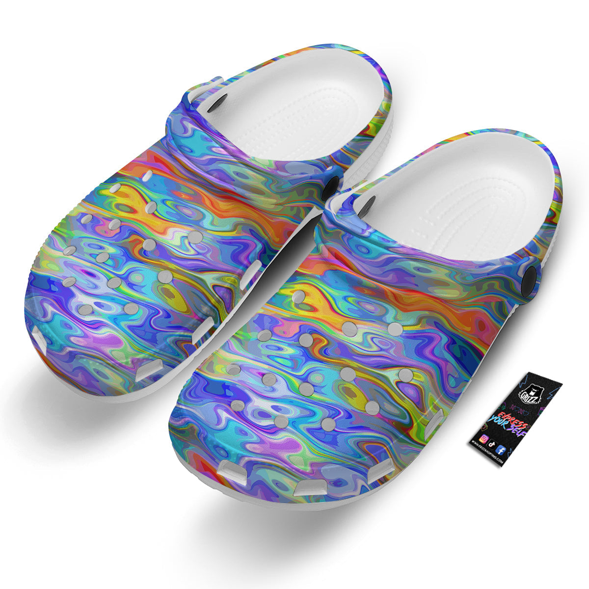 Colorful Tie Dye Wavy Hippie Print Clog-grizzshop