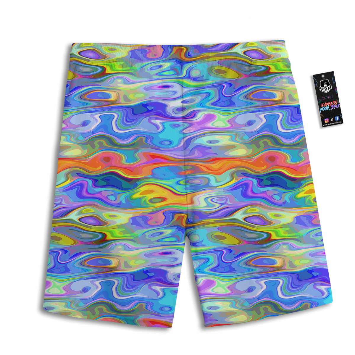 Colorful Tie Dye Wavy Hippie Print Men's Athletic Shorts