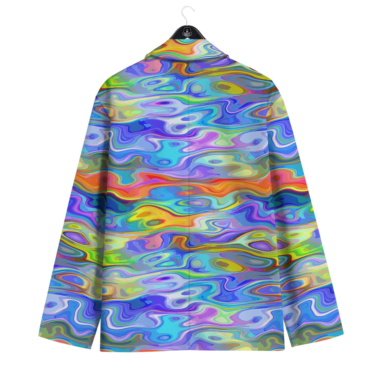 Colorful Tie Dye Wavy Hippie Print Men's Sport Coat-grizzshop