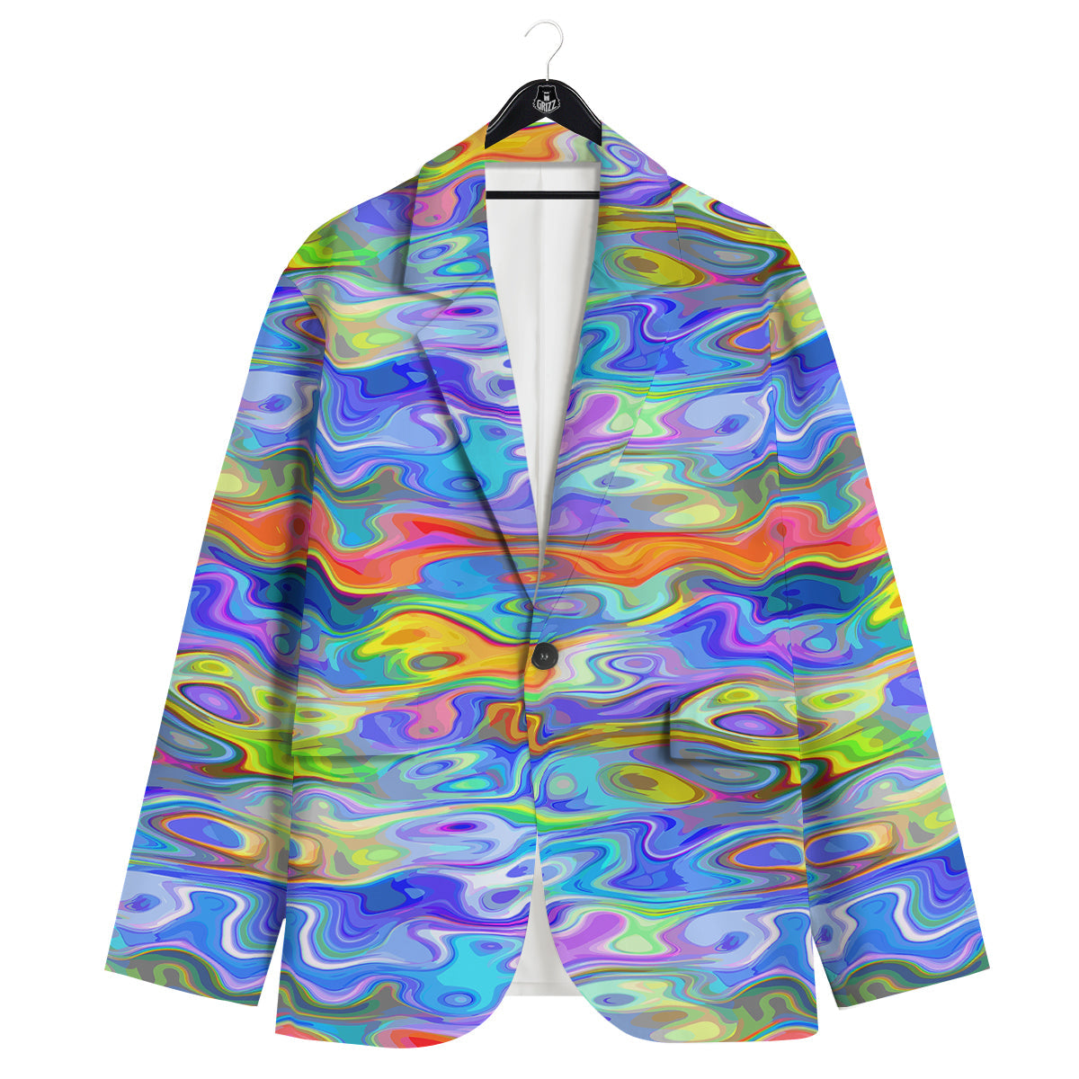 Colorful Tie Dye Wavy Hippie Print Men's Sport Coat-grizzshop