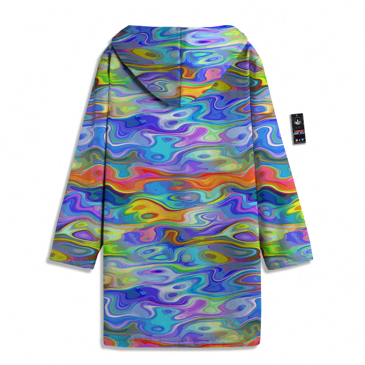 Colorful Tie Dye Wavy Hippie Print Men's Windbreaker Jacket-grizzshop