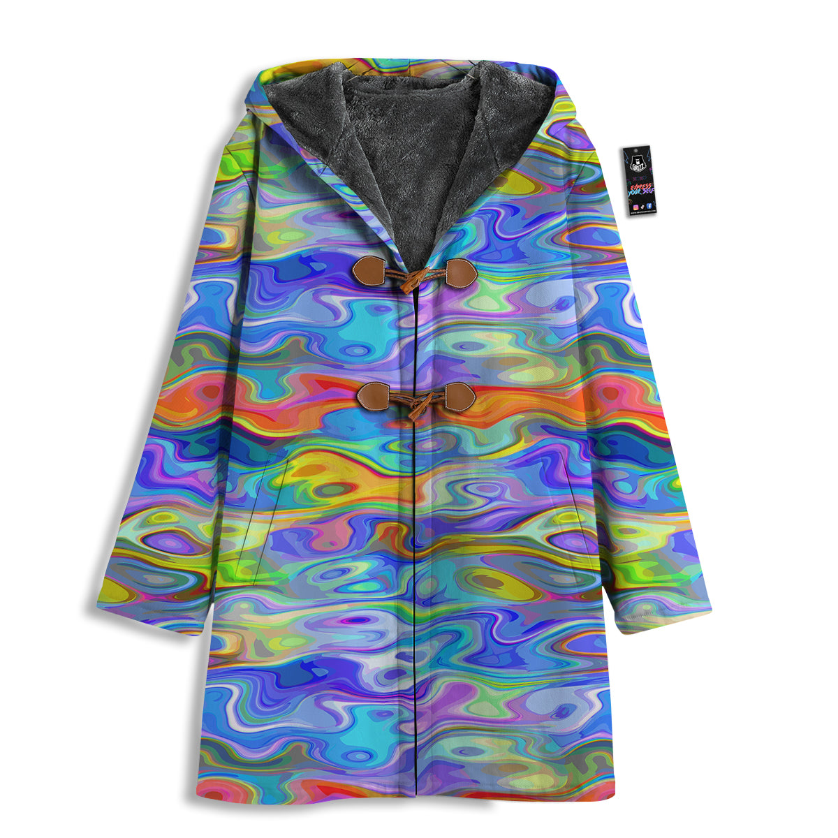 Colorful Tie Dye Wavy Hippie Print Men's Windbreaker Jacket-grizzshop