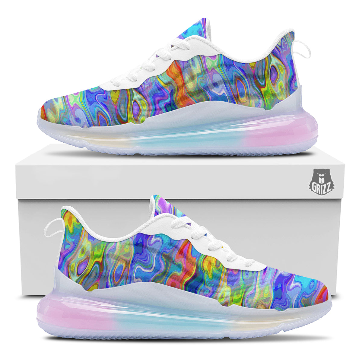 Colorful Tie Dye Wavy Hippie Print Running Sneakers-grizzshop