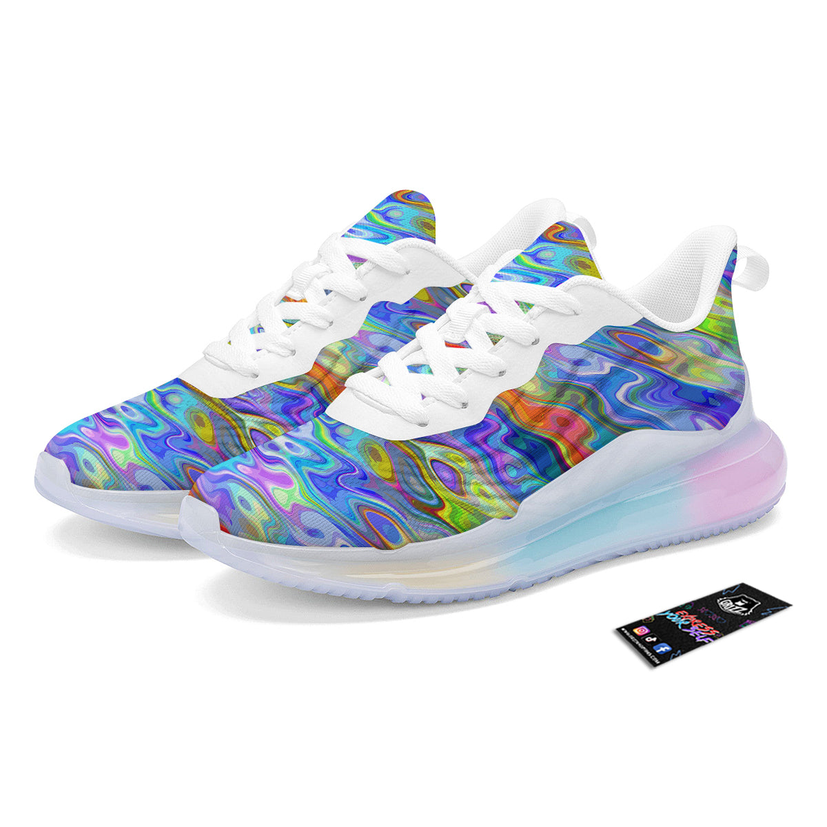 Colorful Tie Dye Wavy Hippie Print Running Sneakers-grizzshop