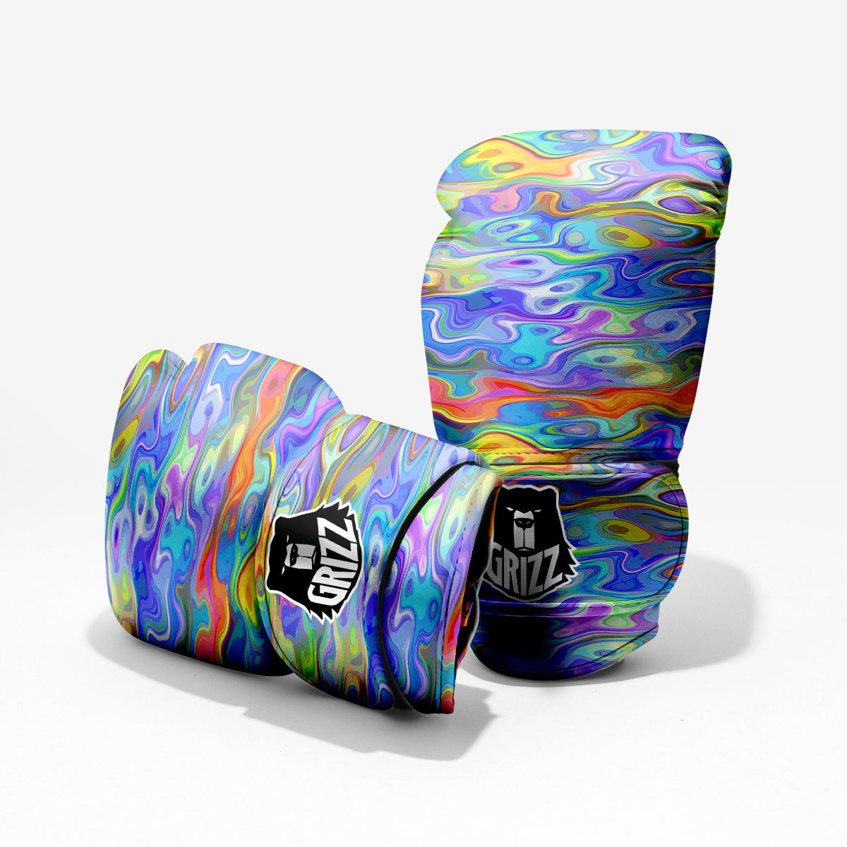 Colorful Tie Dye Wavy Hippie Print Pro Boxing Glove