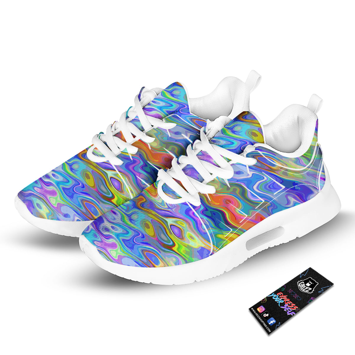 Colorful Tie Dye Wavy Hippie Print Tennis Shoes-grizzshop