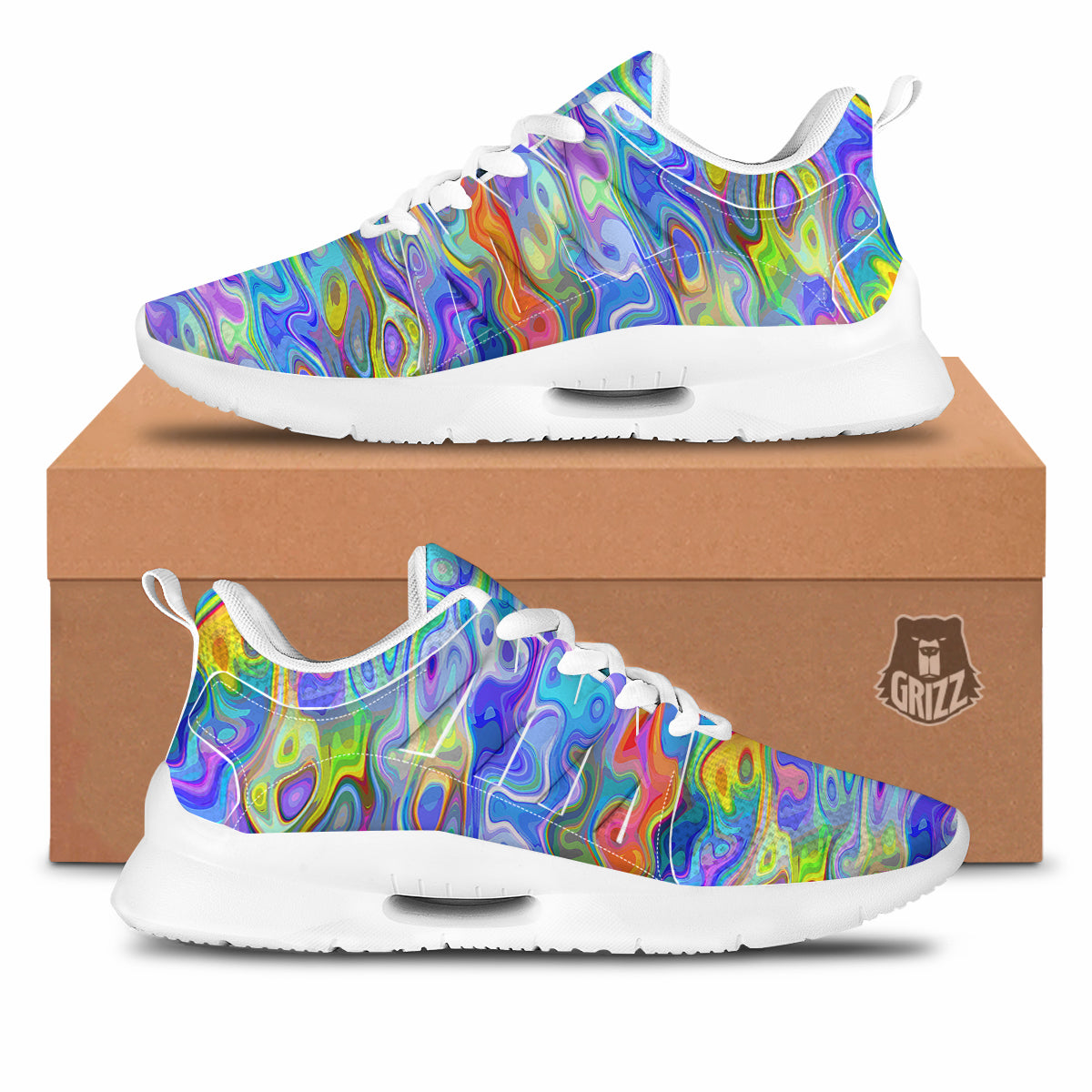 Colorful Tie Dye Wavy Hippie Print Tennis Shoes-grizzshop