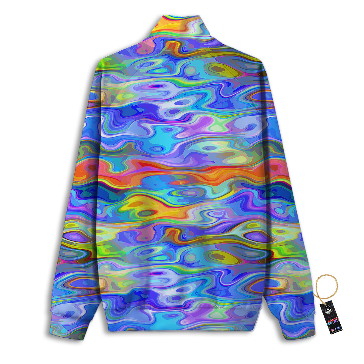 Colorful Tie Dye Wavy Hippie Print Track Jacket-grizzshop