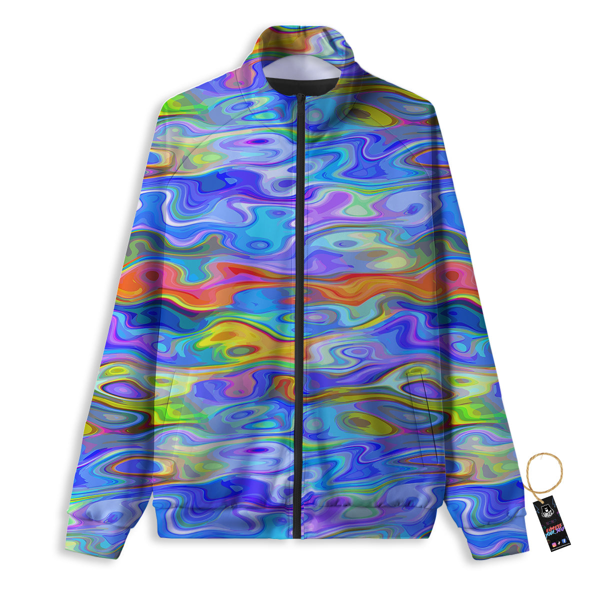 Colorful Tie Dye Wavy Hippie Print Track Jacket-grizzshop