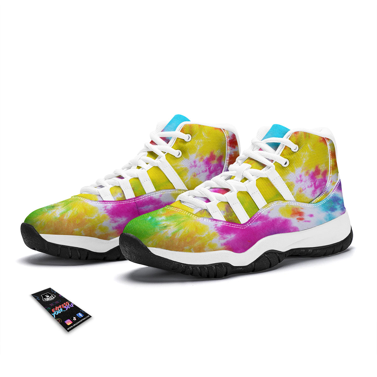 Colorful Tie Dye White Bball Shoes-grizzshop