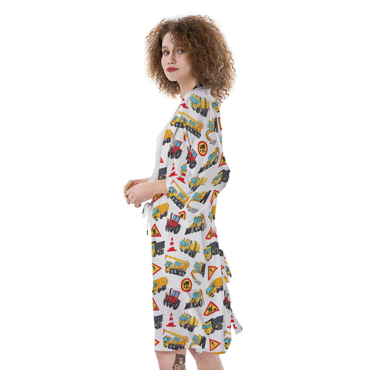 Colorful Toy Trucks And Tractor Print Pattern Kimono-grizzshop