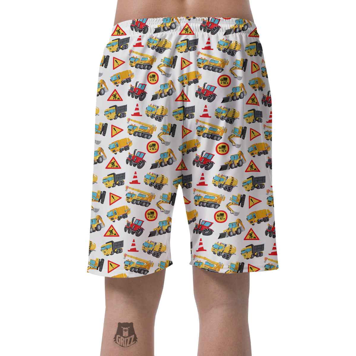Colorful Toy Trucks And Tractor Print Pattern Men's Shorts-grizzshop