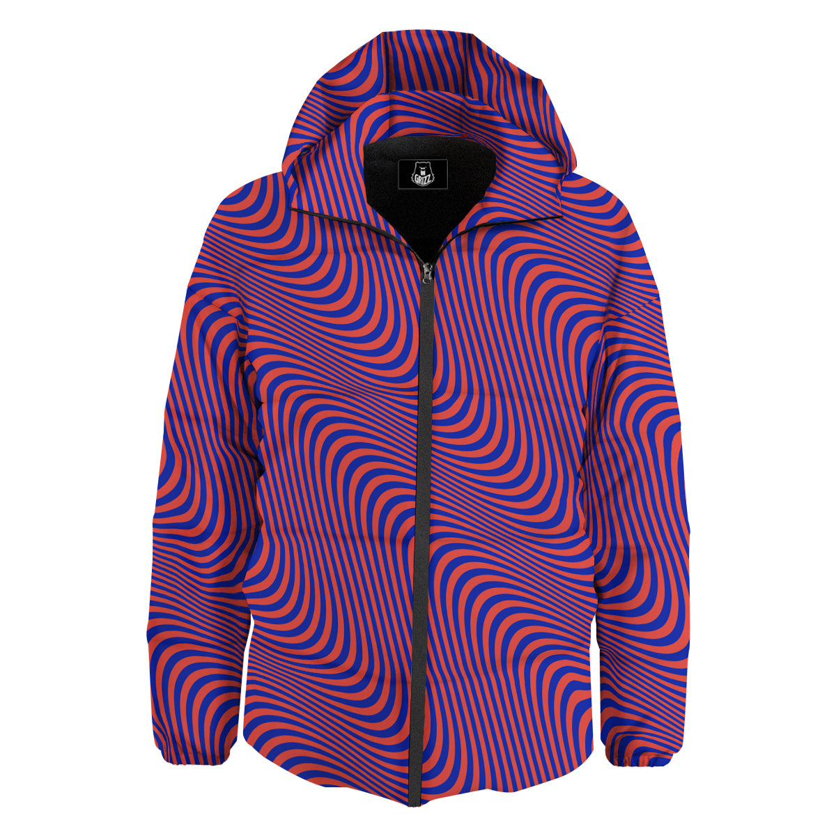 Colorful Wavy Bright Waves Print Down Jacket-grizzshop